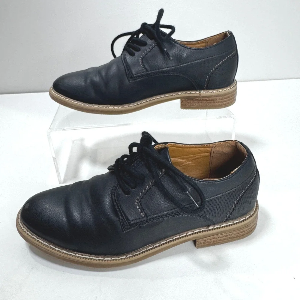 Sonoma Goods For Life Boys Black Dress Shoes Lace Up Oxford Size 1 Memory Foam